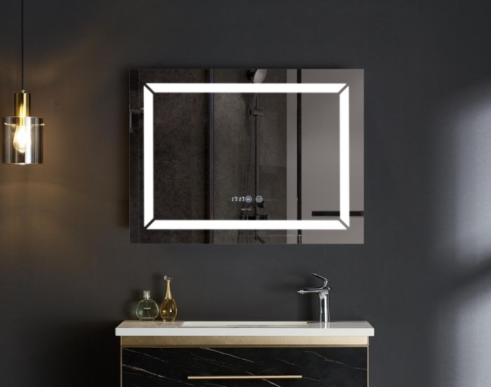 Дзеркало Mixxus LIGHT MR01-70x50 з Led Touch, Anti-fog, димером, регулятором яскравості, годинником (MI6000)