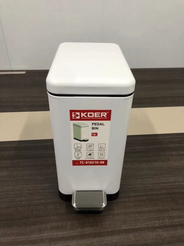 Відро для сміття з плавним закриттям прямокутне Koer TC-010210-08 10 л колір білий (KR5598)