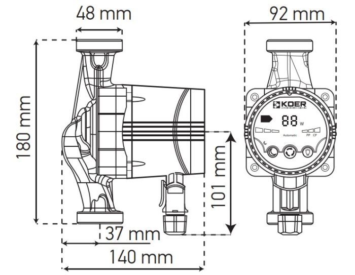 Насос циркуляційний енергозб. Koer KP.N25 / 6-180 (KP0247)