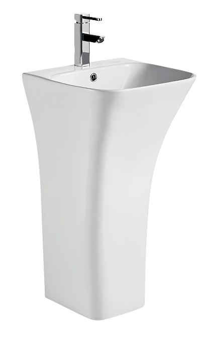Раковина моноблок Mixxus BEVEL-1101 з отвором під змішувач та переливом 450х435х835mm (MI6697)