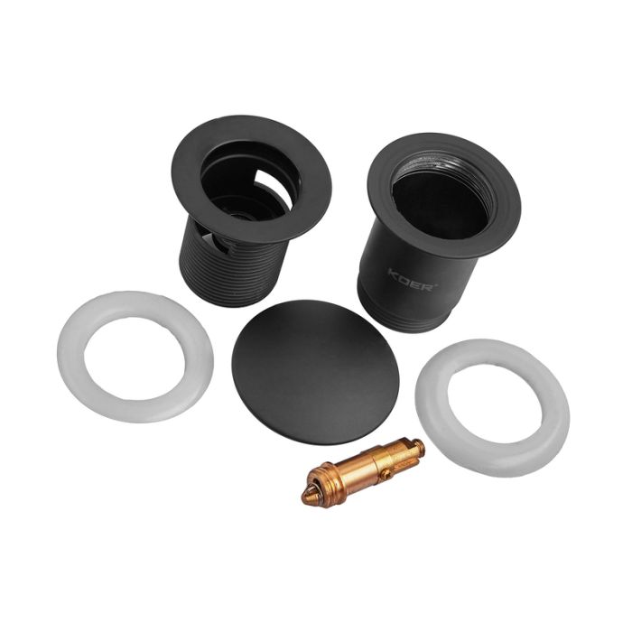 Донний клапан для раковини Koer PW-07-05 1 1/4'' з переливом автоматичний СLICK-СLACK (Колір чорн) (KR5785)