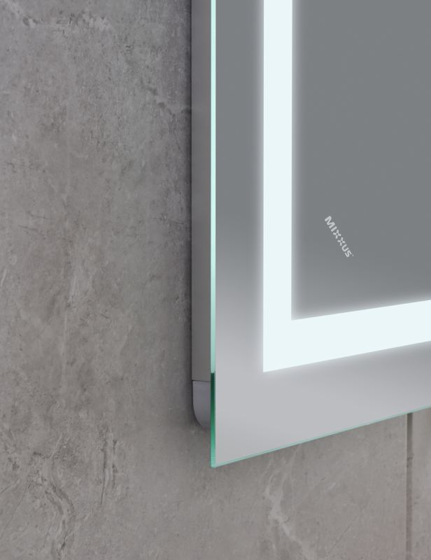 Дзеркало Mixxus WARM MR02-80x60 з Led Touch, Anti-fog, димером, регулятором яскравості, годинником (MI6004)