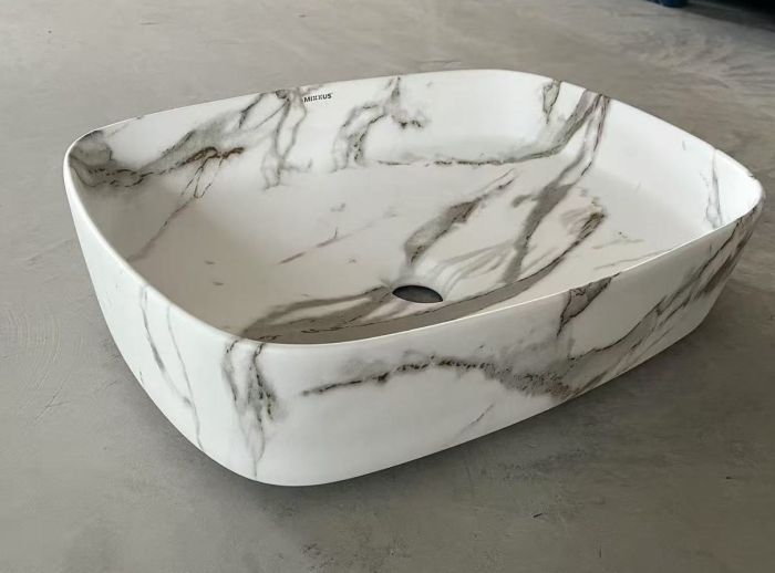 Раковина накладна Mixxus Premium BEVEL-0102 MARBLE 495х370х135mm (MP6519)