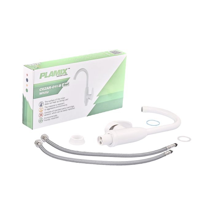 Змішувач для кухні Plamix Cezar-011-B SET White (з підведенням) (PM0667)