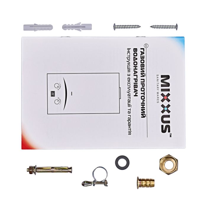 Газова колонка MIXXUS GWH-0610 BASIC GLASS димохідна 10 л/хв (панель зі скла з малюнком) (WH0027)