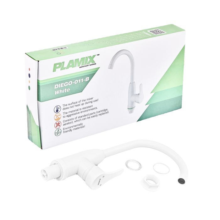 Змішувач для кухні Plamix Diego-011-B White (без підведення) (PM0658)