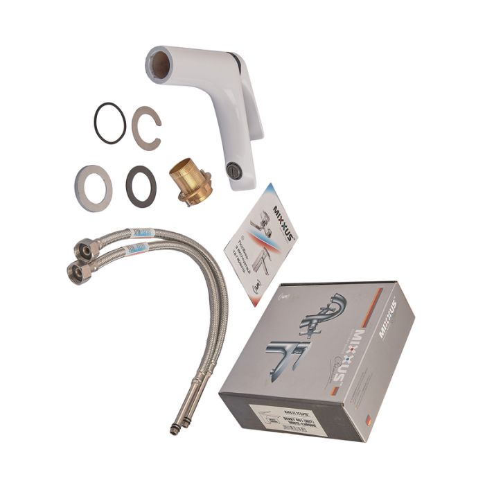 Змішувач для умивальника Mixxus Premium DERBY 001 (NUT) WHITE-CHROME (MI6613)