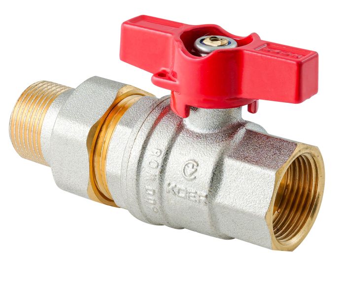 Кран з американкою Koer Extreme KE.227-20 - 3/4" ручка "метелик" червона (KR5766)