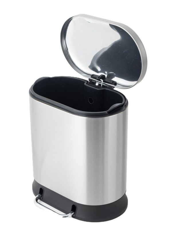 Відро для сміття з плавним закриттям овальне Mixxus Premium Strong-TC0120 SS Color 20л колір наржавійка (MI7081)