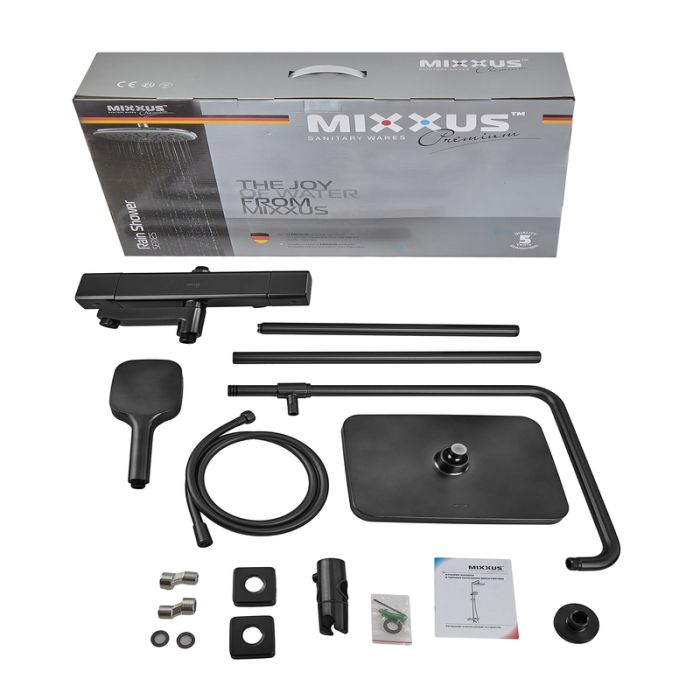 Душова колона Mixxus Premium VIRGO 009-J BLACK з термостатичним змішувачем,3 функції (MI6646)