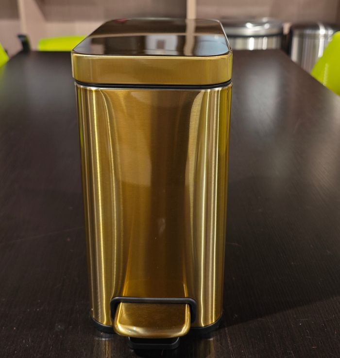 Відро для сміття з плавним закриттям прямокутне Mixxus Premium Quadro-TC0105 Brushed Gold 5 л (колір матове золото) (MI8394)