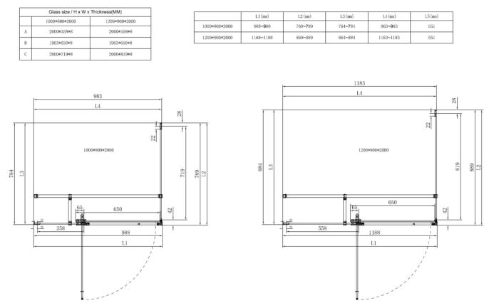 Душова кабіна без піддону Koer SR SC02-120x90x200-TR-01 прозоре скло Easy Clean 8мм, хром (KR5354)