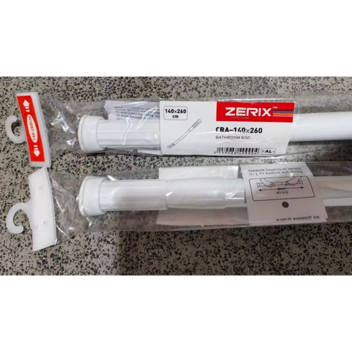 Штанга для шторки телескопічна пряма Zerix CRA-140x260 140cm-260cm (алюміній) (пакет) (ZX4999)