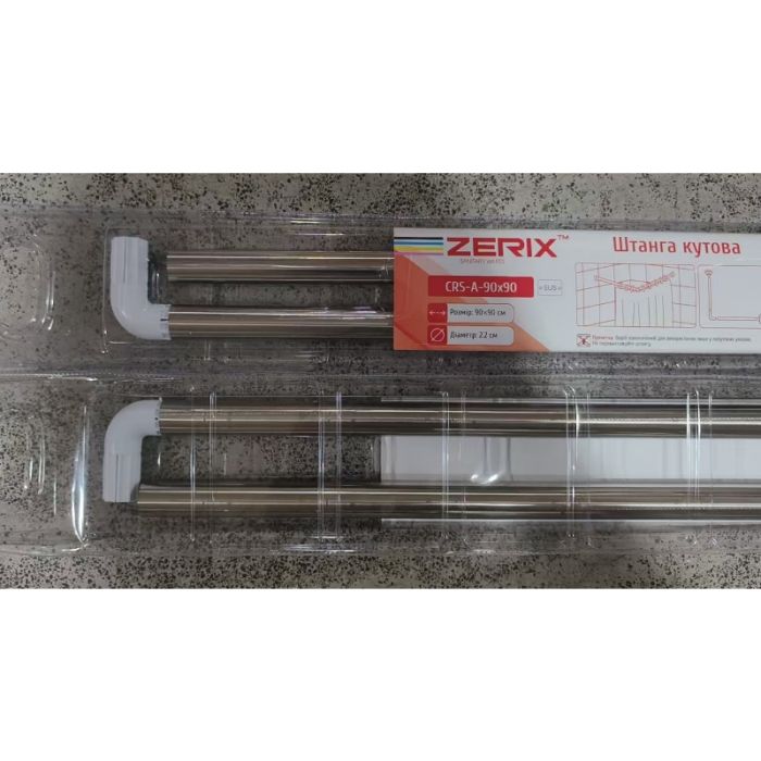 Штанга для шторки кутова Zerix CRS-A-90x90 90x90cm (нержавіюча сталь) (блістер) (ZX6101)