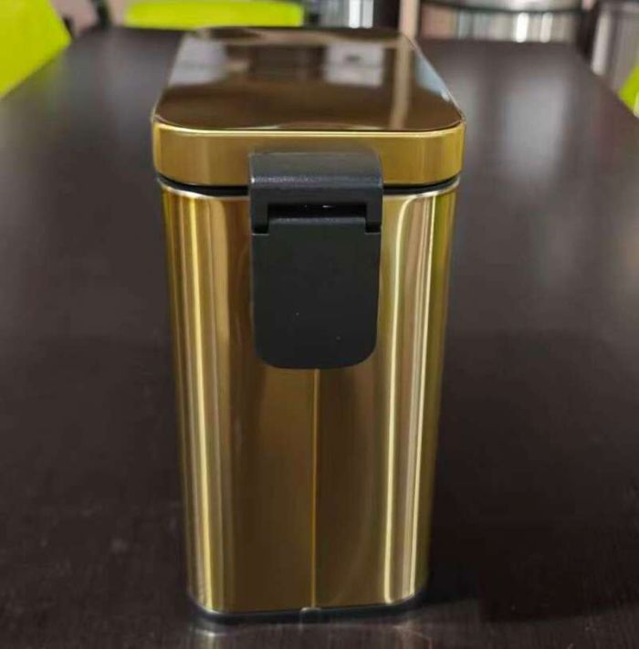 Відро для сміття з плавним закриттям прямокутне Mixxus Premium Quadro-TC0105 Brushed Gold 5 л (колір матове золото) (MI8394)