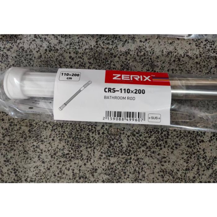 Штанга для шторки телескопічна пряма Zerix CRS-110x200 110cm-200cm (нержавіюча сталь) (пакет) (ZX4996)