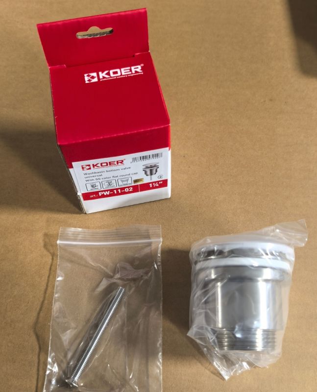 Донний клапан для раковини Koer PW-11-02 1 1/4''  універсальний (з/без перел) СLICK-СLACK SS COLOR (KR5792)