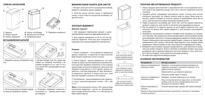 Відро для сміття сенсорне прямокутне Koer TC-020312-02 12 л колір нержавійка (KR5586)
