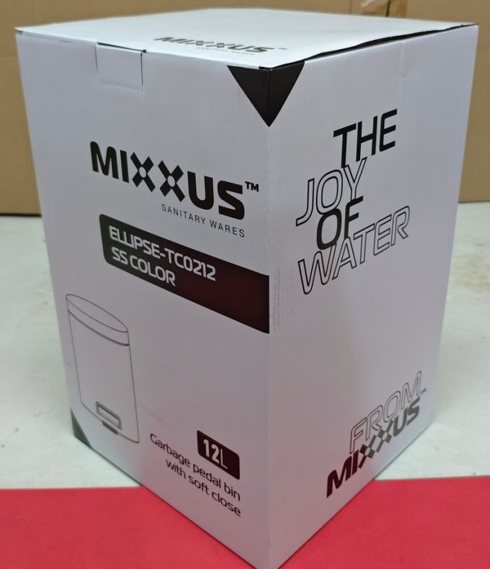 Відро для сміття з плавним закриттям кругле Mixxus Ellipse-TC0212 SS Color 12л (колір нержавійка) (MI8399)