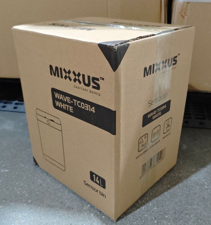 Відро для сміття сенсорне прямокутне Mixxus Wave-TC0314 White 14 л (колір білий) (MI8404)