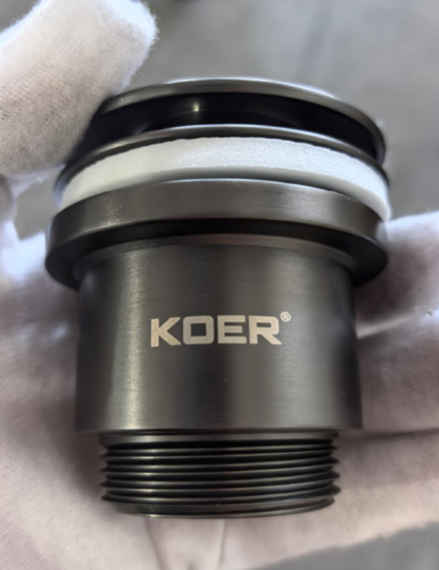 Донний клапан для раковини універсальний (з/без переливу) Koer PW-01-07 автоматичний (Click-Clack) (Колір графітовий) 1 1/4'' (KR3404)