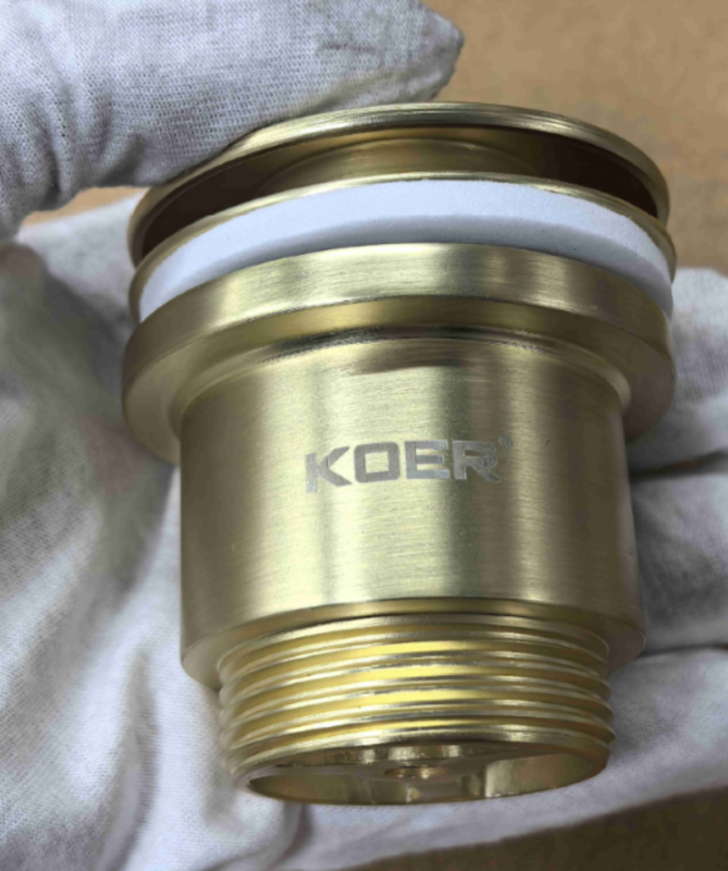 Донний клапан для раковини універсальний (з/без переливу) Koer PW-01-12 автоматичний (Click-Clack) (Колір золото матове) 1 1/4'' (KR5194)