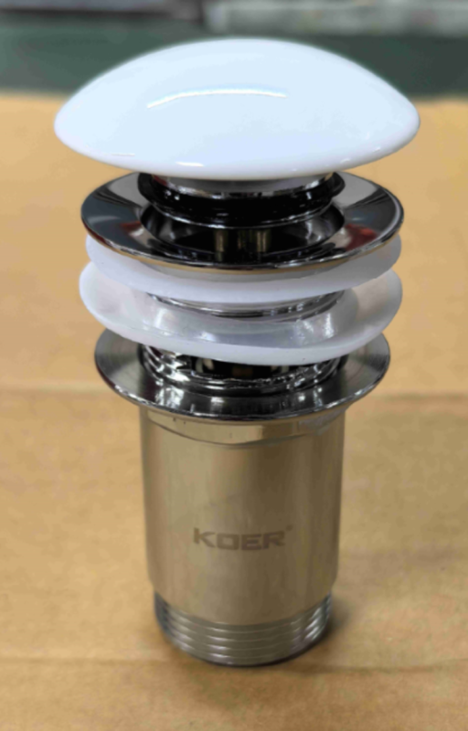 Донний клапан для раковини Koer PW-07-11 1 1/4'' з переливом автоматичний СLICK-СLACK (Біла керам.накл.) (KR5784)