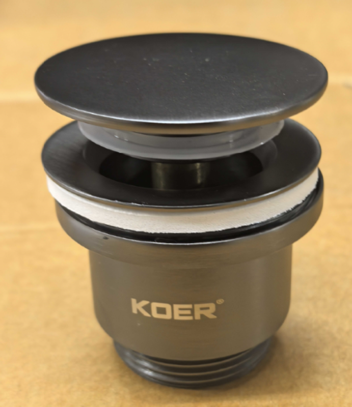 Донний клапан для раковини Koer PW-11-07 1 1/4''  універсальний (з/без перел) СLICK-СLACK (Колір графіт) (KR5793)