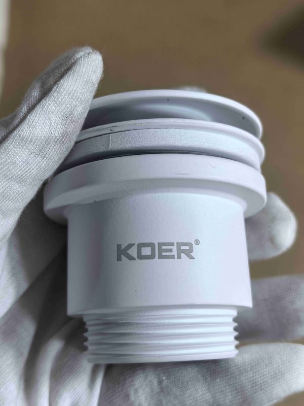 Донний клапан для раковини універсальний (з/без переливу) Koer PW-01-03 автоматичний (Click-Clack) (Колір білий) 1 1/4'' (KR3402)