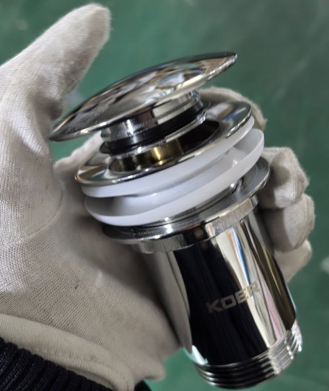 Донний клапан для раковини Koer PW-08-01 1 1/4''  без переливу автоматичний СLICK-СLACK (Колір хром) (KR5786)