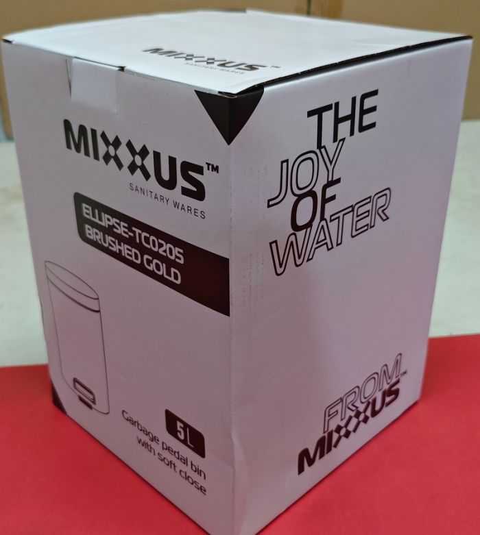 Відро для сміття з плавним закриттям кругле Mixxus Ellipse-TC0205 Brushed Gold 5л (колір матове золото) (MI8400)