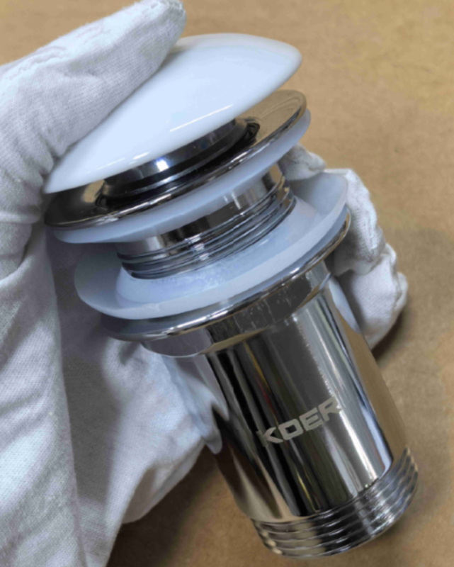 Донний клапан для раковини Koer PW-08-11 1 1/4''  без переливу автоматичний СLICK-СLACK (Біла керам.накл) (KR5788)