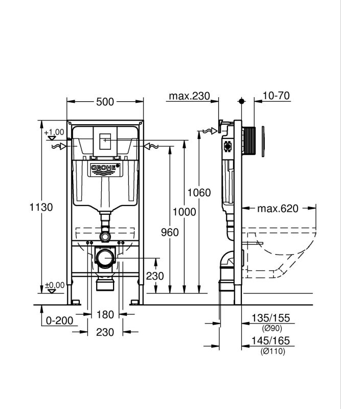 Комплект Grohe Set Унітаз ELLIPSE-0301-R + Інсталяція Grohe Rapid SL 38772001 (38772001ELLIPS0301R)