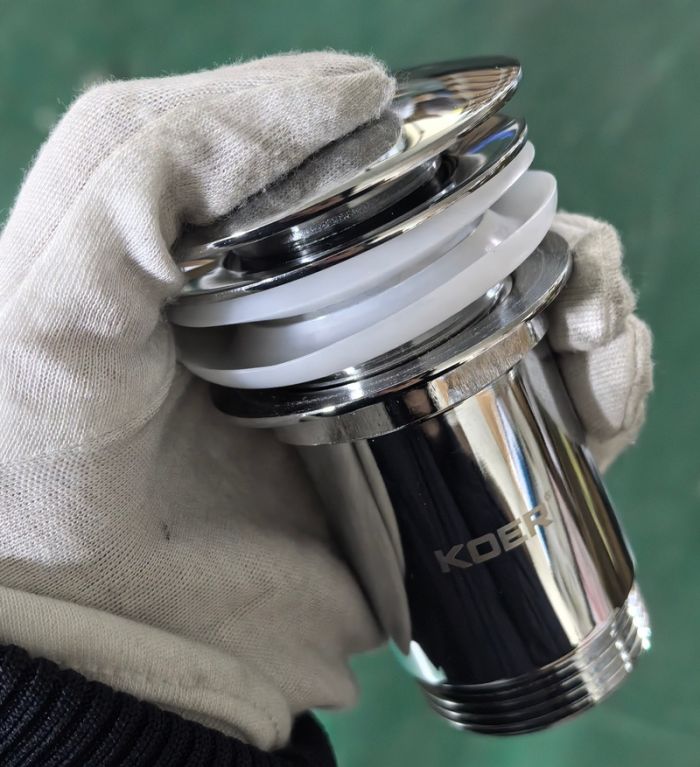 Донний клапан для раковини Koer PW-08-01 1 1/4''  без переливу автоматичний СLICK-СLACK (Колір хром) (KR5786)
