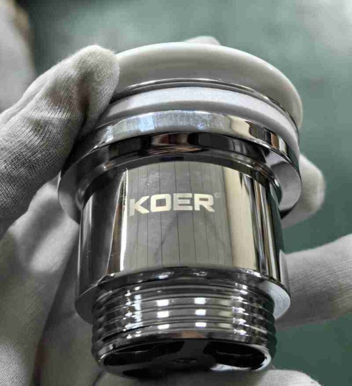 Донний клапан для раковини універсальний (з/без переливу) Koer PW-01-11 автоматичний (Click-Clack) (Біла керамічна накладка) 1 1/4'' (KR3405)