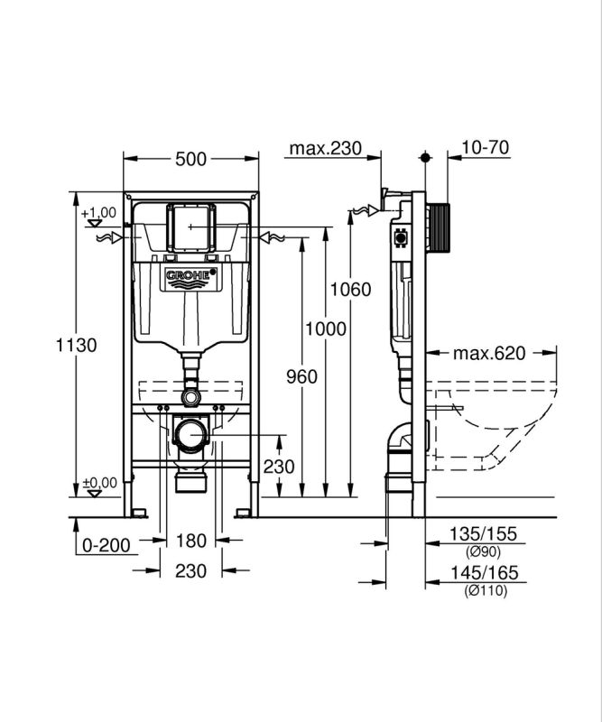 Комплект Grohe Set Унітаз QUADRO-0301-T3 + Інсталяція 38536001 + панель 38732000 (38536001QUADRO0301T3)