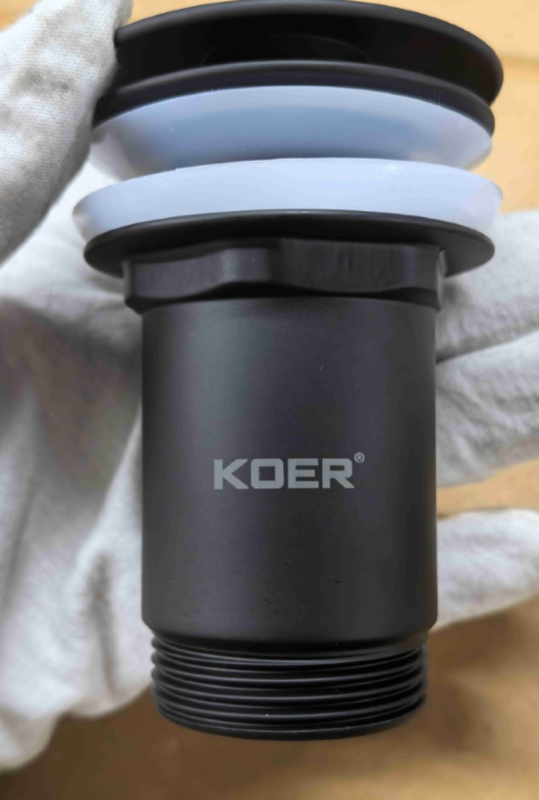 Донний клапан для раковини Koer PW-07-05 1 1/4'' з переливом автоматичний СLICK-СLACK (Колір чорн) (KR5785)