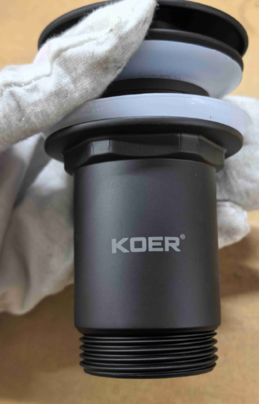 Донний клапан для раковини Koer PW-08-05 1 1/4''  без переливу автоматичний СLICK-СLACK (Колір чорн) (KR5789)
