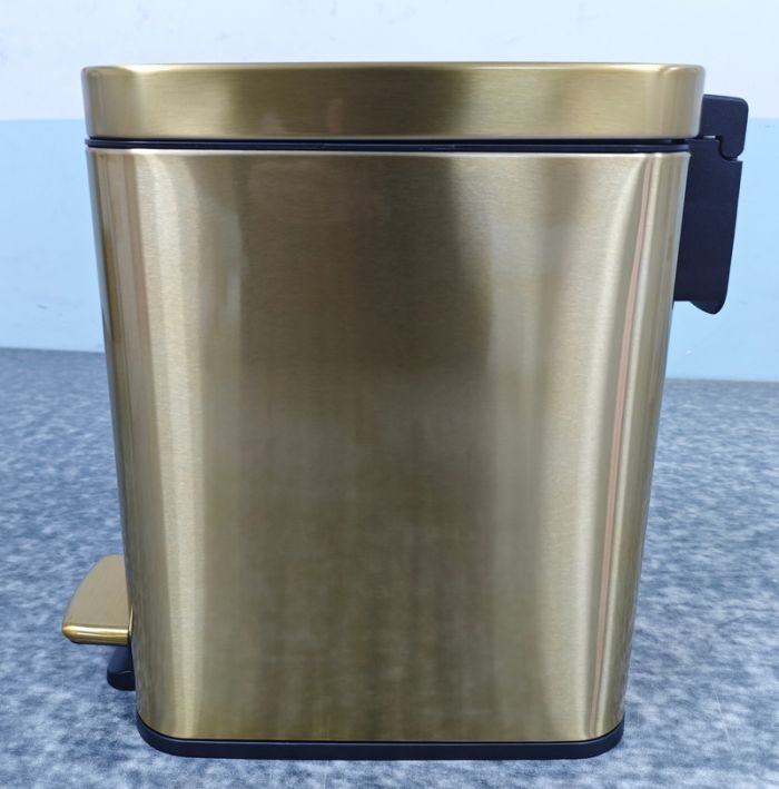 Відро для сміття з плавним закриттям прямокутне Mixxus Premium Quadro-TC0105 Brushed Gold 5 л (колір матове золото) (MI8394)