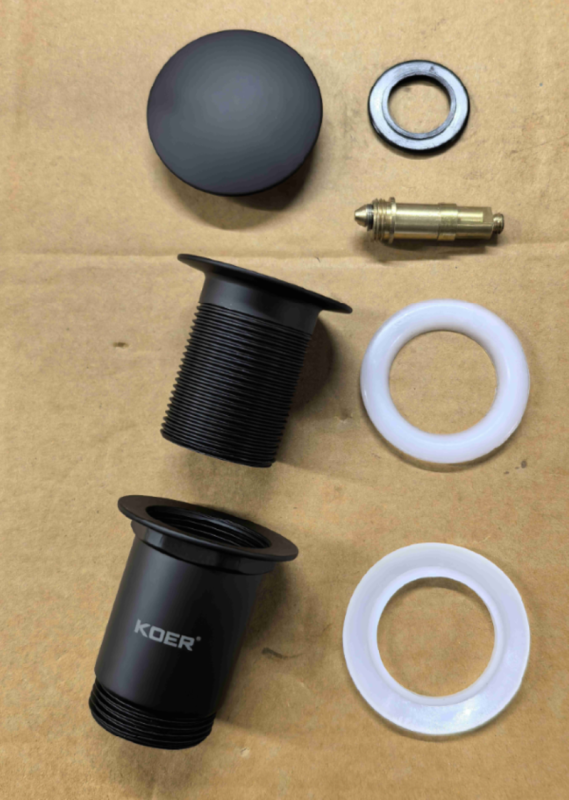 Донний клапан для раковини Koer PW-08-05 1 1/4''  без переливу автоматичний СLICK-СLACK (Колір чорн) (KR5789)