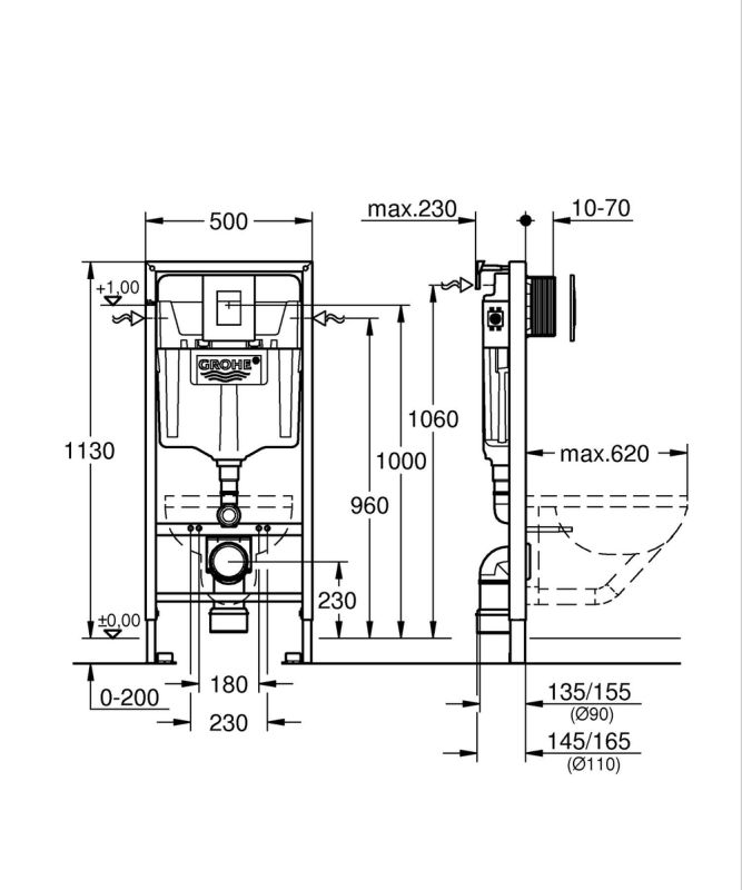 Комплект Grohe Set Унітаз DIVERSE-0301-T1 + Інсталяція Grohe Rapid SL 38772001 (38772001DIVERS0301T1)