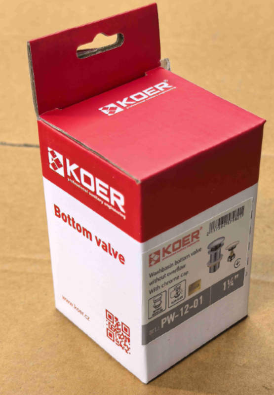 Донний клапан для раковини Koer PW-12-01 1 1/4''  без переливу автоматичний СLICK-СLACK (Колір хром) (KR5798)
