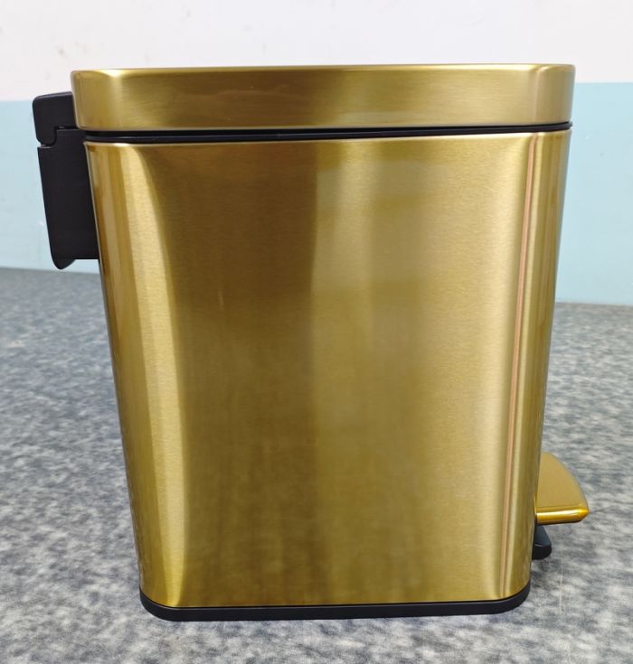 Відро для сміття з плавним закриттям прямокутне Mixxus Premium Quadro-TC0105 Brushed Gold 5 л (колір матове золото) (MI8394)