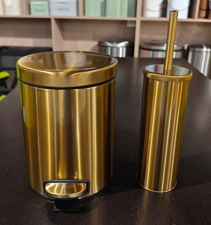 Відро для сміття з плавним закриттям кругле Mixxus Ellipse-TC0205 Brushed Gold 5л (колір матове золото) (MI8400)