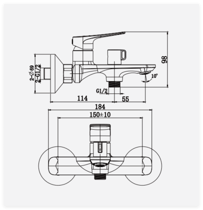 Змішувач для ванни Haiba Geneva 009 (EURO) (HB9677)