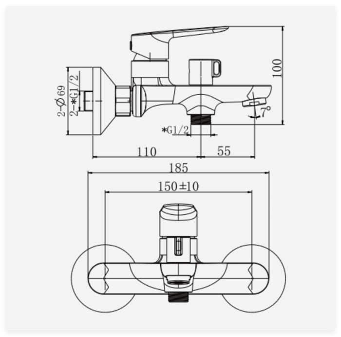 Змішувач для ванни Haiba Parma 009 (EURO) (HB9681)